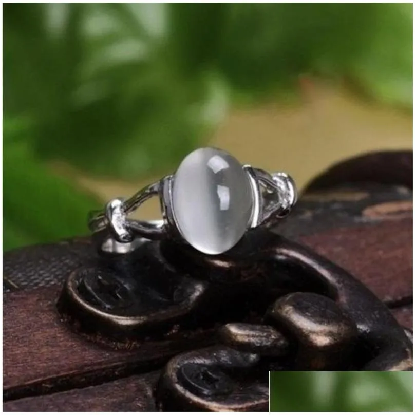 Cluster Rings Luxury Fashion Jewelry Cool White Gold Plated Moonstone Bellas Women Wedding Ring Gift 1621 T2 Drop Delivery Jewelry Ri Dh2Pd