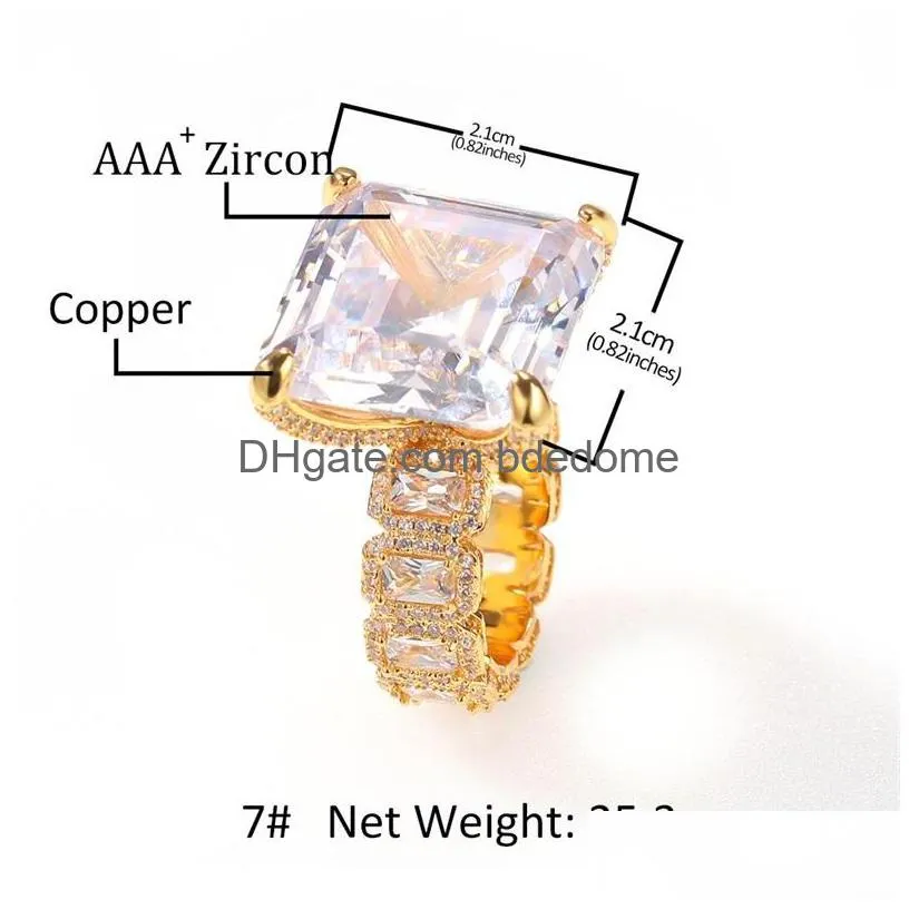 Cluster Rings 18K Gold Plated Hip Hop Rings Esign Iced Out Cool Mens Diamond Ring Bling Cubic Zirconia Jewellery 209 U2 Drop Delivery Dhvuf