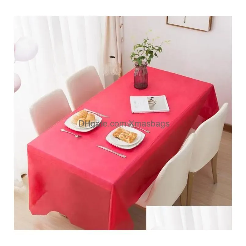 disposable table covers pe plastic dining tabless tablecover plastic tablecloth wedding birthday cloth for rectangle desk solid color wholesale