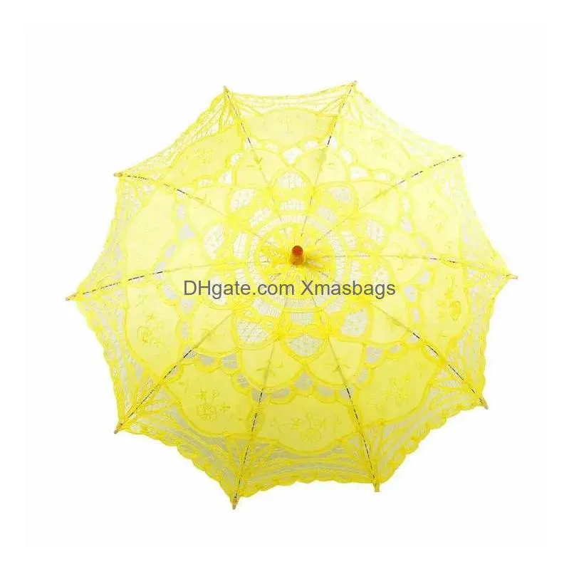 colourful cotton bridal parasol handmade battenburg lace embroidery sun umbrella elegant wedding party decoration umbrella