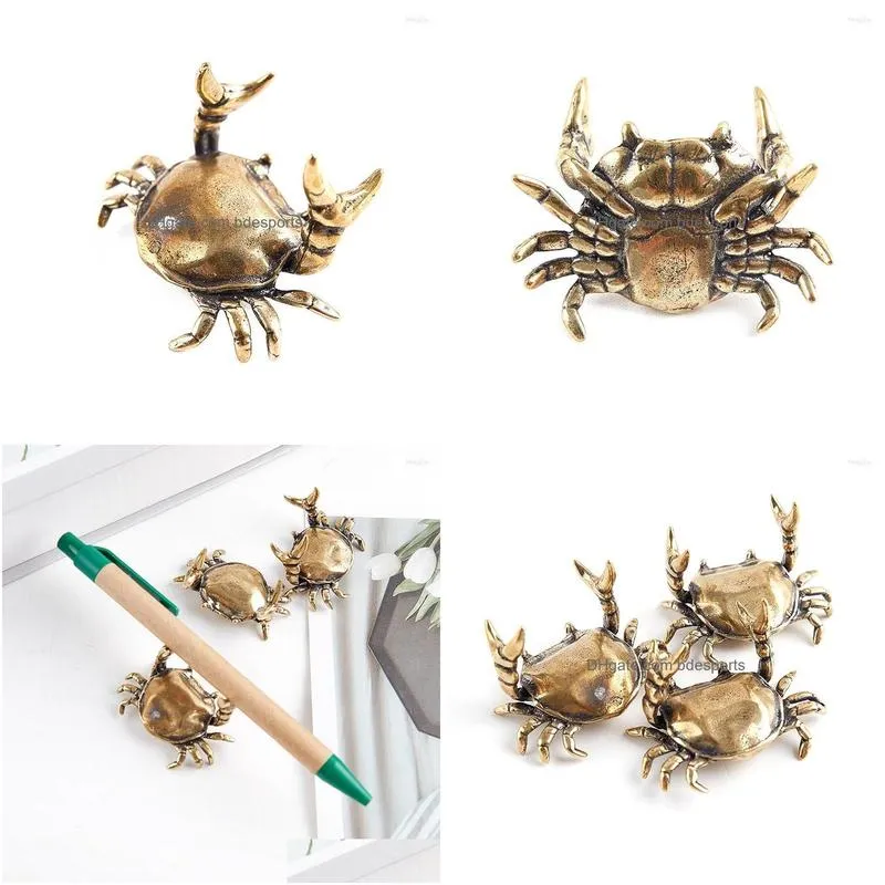 Garden Decorations Brass Crab Small Statue Ornament Penholder Miniature Figurine Office Desk Decora Drop Delivery Dhtwp