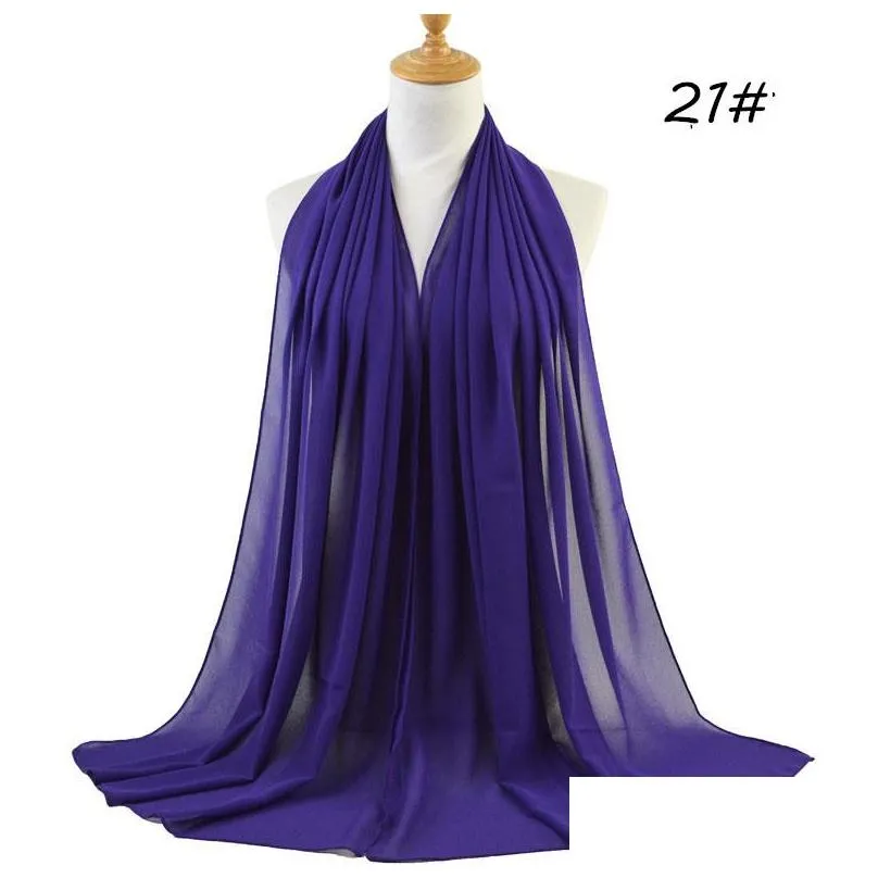 Scarves Pure Color Bubble Chiffon Scarf Women Muslim Shawls Headband Lady Fashion Mticolor Scarfs 5 5Kc J2 Drop Delivery Fashion Acces Dh2Xo