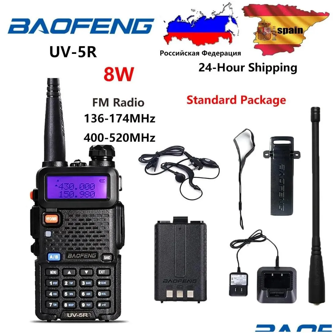 radio baofeng uv5r radio uv5r 5w walkie talkie uv 5r 8w ham radio fm vhf uhf with earphone 1800mah battery