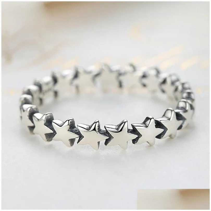 Band Rings Bamoer 925 Sterling Sier Love Heart Finger Ring Original Jewelry Gift Stackable Bague Korean 1780 V2 Drop Delivery Jewelry Dhlqg