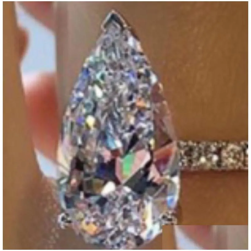 Wedding Rings Luxury Solitaire Big Water Drop Cz Women Engagement Rings Pear Shape Zircon Elegant Proposal Ring For Girlfriend Weddin Dhqjt