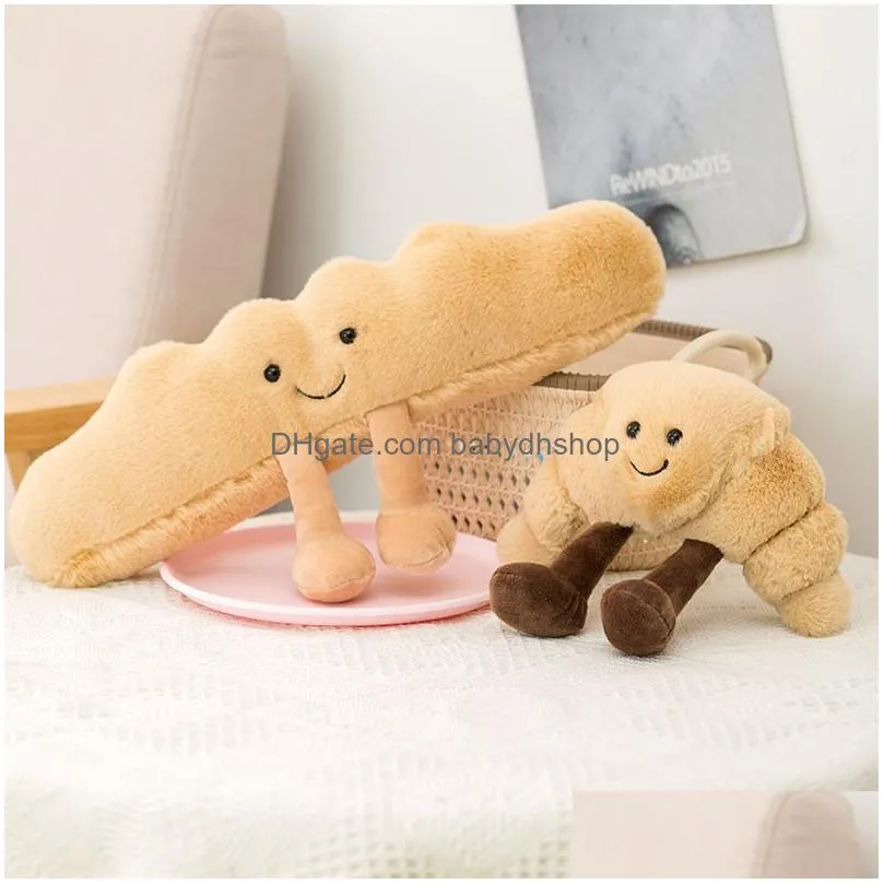 2022 soft cartoon figure pretzel crossant toast bread doll plush food toy stuffed baguette poach egg decor doll ups