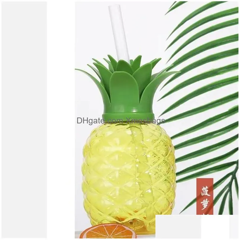 500ml summer cute mugs strawberry straw cup pineapple fruits shaped water bottle milk coffee straws cup for home drinkware 2724 0517