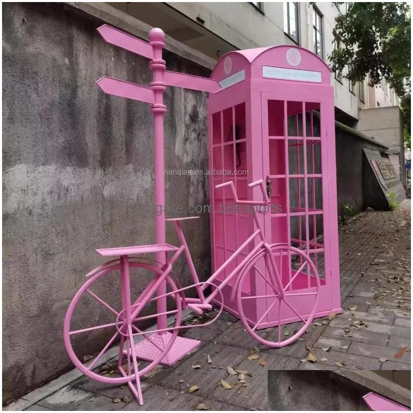 Garden Decorations Nanchi Metal Telephone Booth Scpture Home Wedding Party Decor Ornaments Props Beautif Pink 2M High Drop Delivery Dhbt1