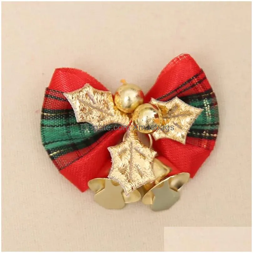 christmas bow with bells xmas tree hanging mini bowknot ornament year party home decoration 10