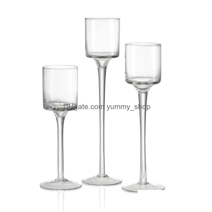 candle holders 3pcs set for wedding decoration glass table centerpieces stick holder candlestick