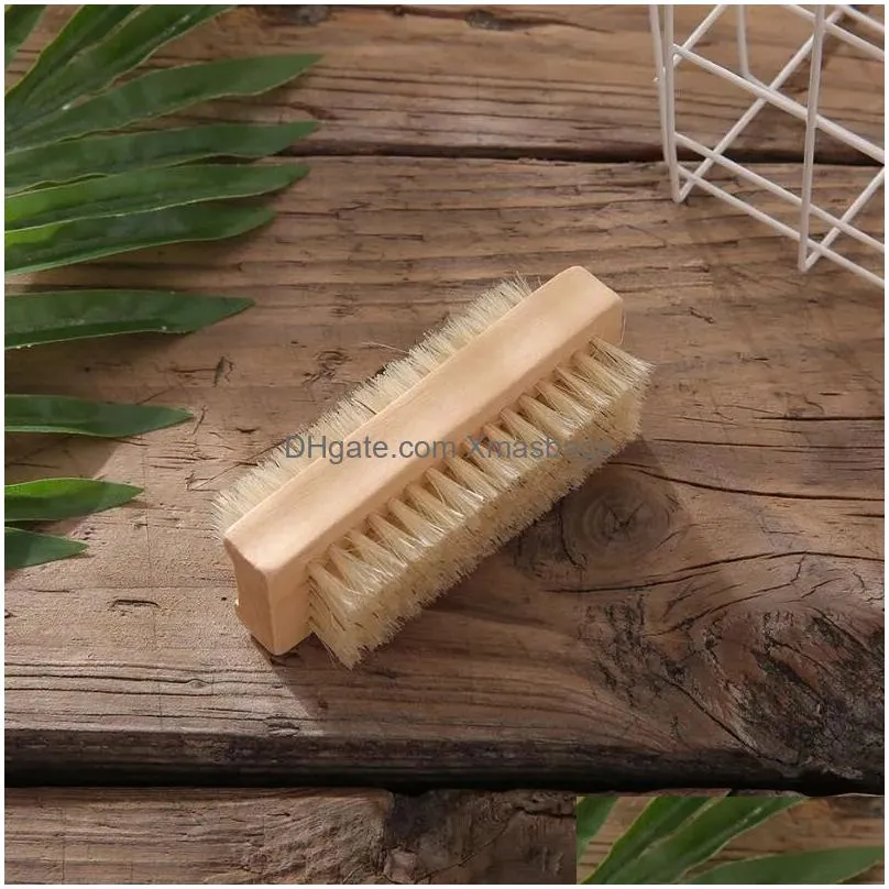 natural boar bristle brush wooden nail brush foot clean brush body massage scrubber make up tools 0525