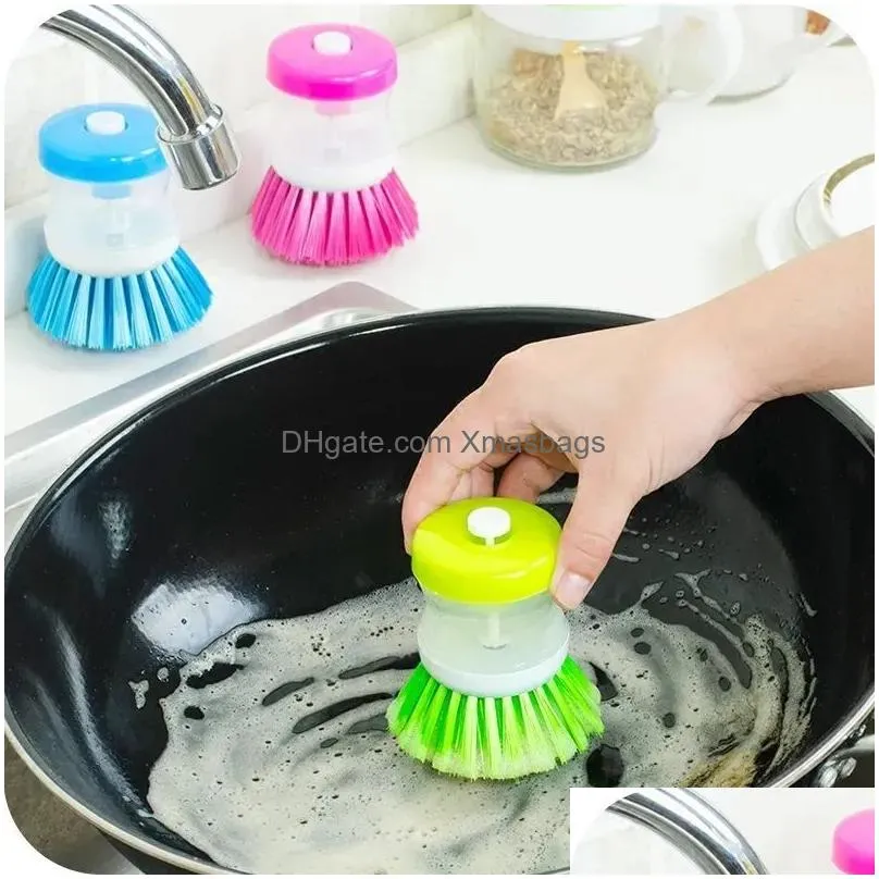 kitchen pot dish cleaning brushes utensils with washing up liquid soap dispenser household cleaning accessories wholesale fy2678