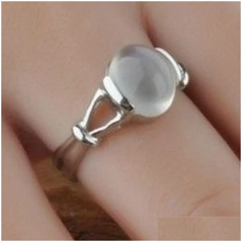 Cluster Rings Luxury Fashion Jewelry Cool White Gold Plated Moonstone Bellas Women Wedding Ring Gift 1621 T2 Drop Delivery Jewelry Ri Dh2Pd