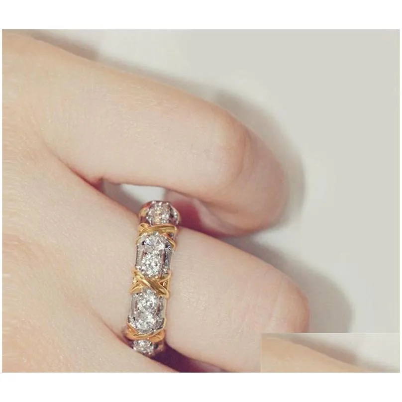 Band Rings High Quality Rings Jewelry Gold Plated Zircon Fashion Women Ring Engagement White Diamond 1009 Q2 Drop Delivery Jewelry Ri Dh79P