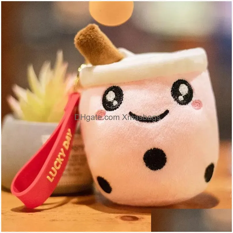 cute bubble tea keychain soft plush toy pendant stuffed boba doll kawaii backpack bag decor birthday gifts for girls kids 26