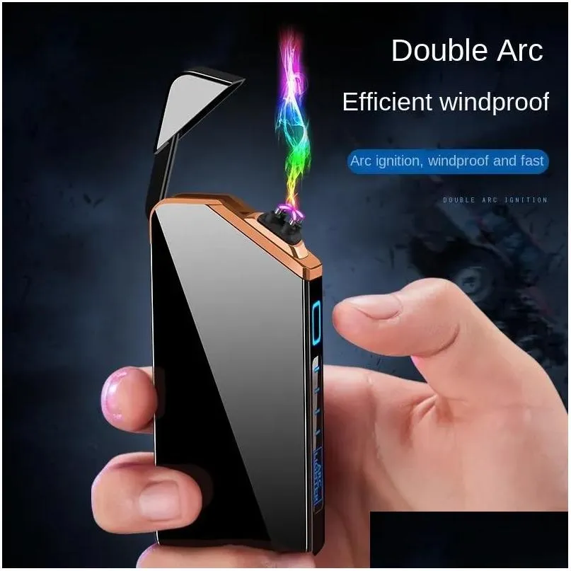 heaters lighter electric recharge usb plasma cigarette windproof free shipping cool laser induced double arc men`s gift lighters
