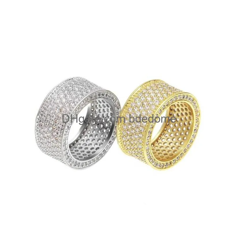Band Rings Mens Hip Hop Gold Ring Jewelry Fashion Gemstone Simation Diamond Iced Out Rings For Men 1258 B3 Drop Delivery Jewelry Ring Dh6Lv