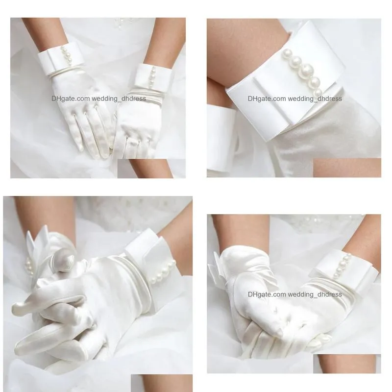 iovry satin pearl waist length bridal gloves full finger wedding gloves bridal gloves rhinestone wedding glove6250049