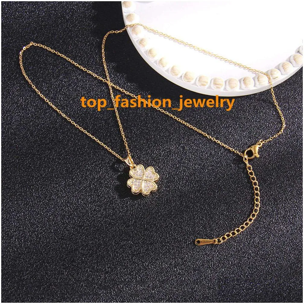 pendant necklaces four-leafed clover luxury necklace designers jewelry diamonds necklace women titanium steel gold-plated never fade