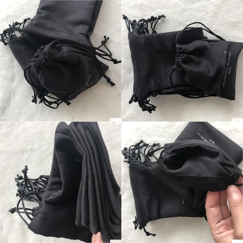 gift wrap black cloth dust bag fashion packing 2c package string bag for jewelry double side printed storage case 13x10cm