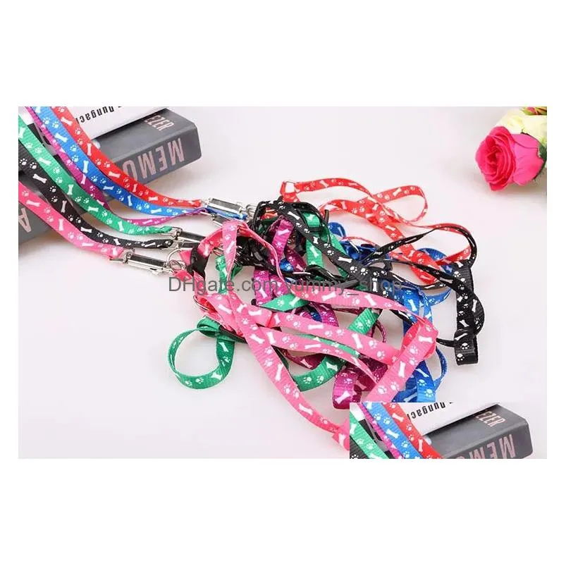1.0x120cm dog harness leashes nylon printed adjustable pet collar puppy cat animals accessories pet necklace rope tie 0528