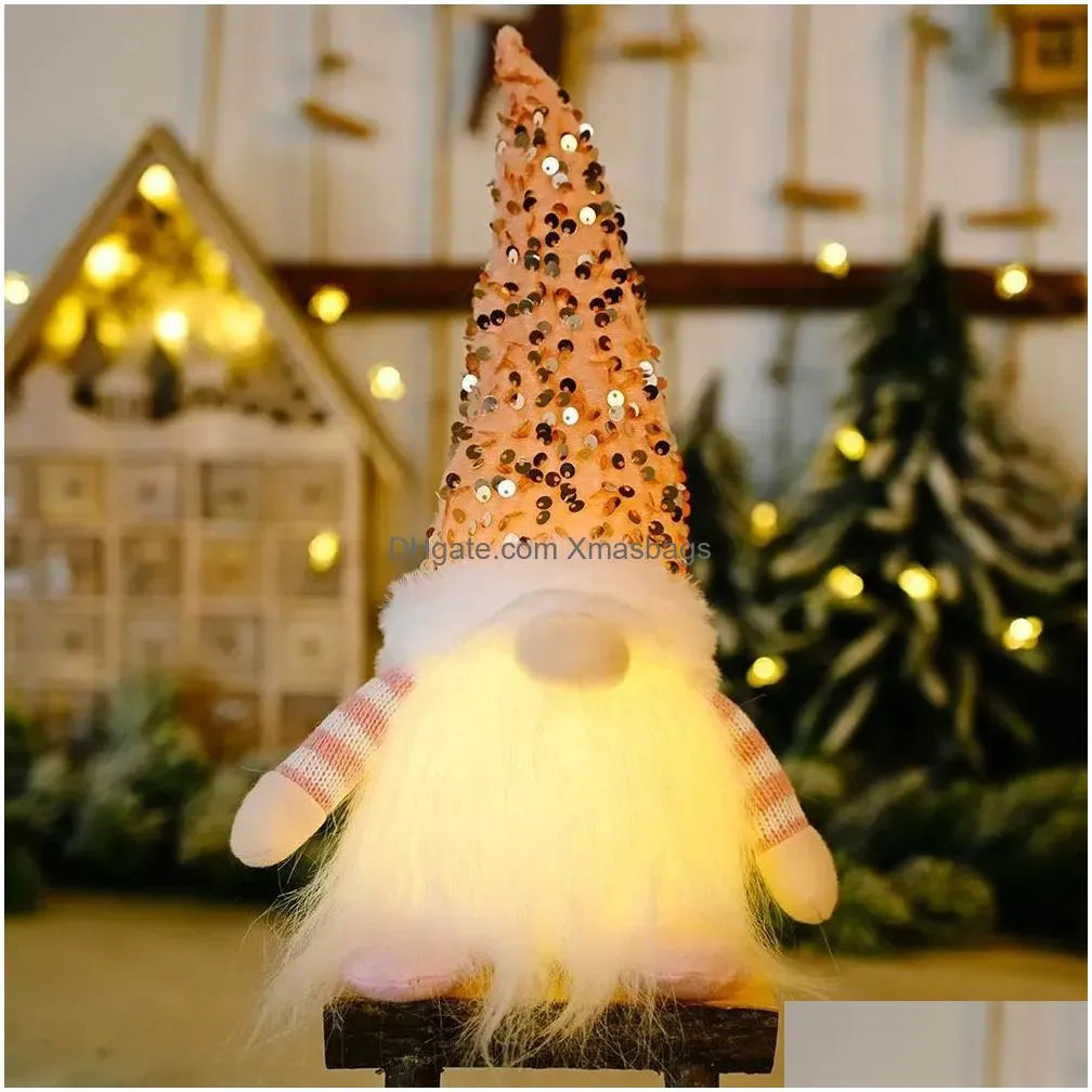 christmas gnome plush glowing toys home xmas decorations year bling toy christmas ornaments kids gifts 10