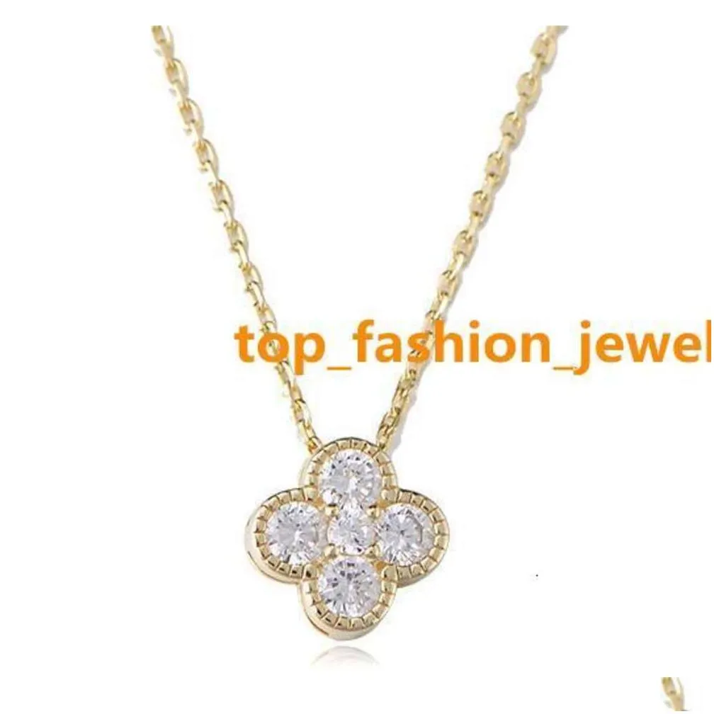 s925 sterling silver diamond necklace women light luxury design senior sense flash diamonds with four-leaf clover small 