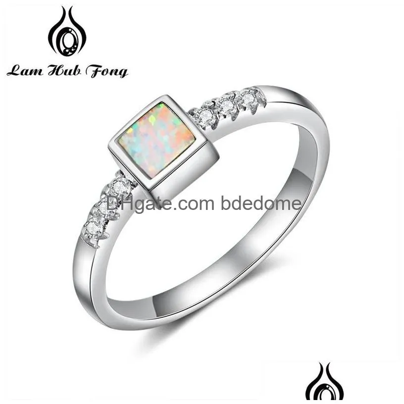Cluster Rings Real 925 Sterling Sier White Fire Opal Clear Zirconia Crystal Engagement Wedding Bands Women S925 Jewelry Gifts 3757 Dr Dhqpt
