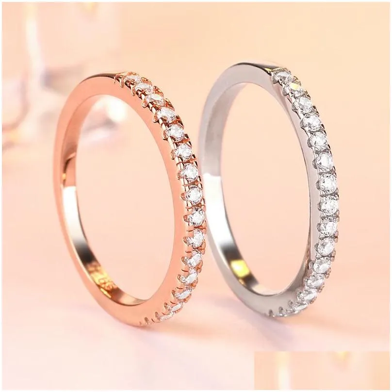 Band Rings Cwwzircons Stack Micro Pave Cz Fashion Women Engagement Wedding Bridal Party Cubic Zirconia Rings Sets Jewelry Gift R127 1 Dheg4