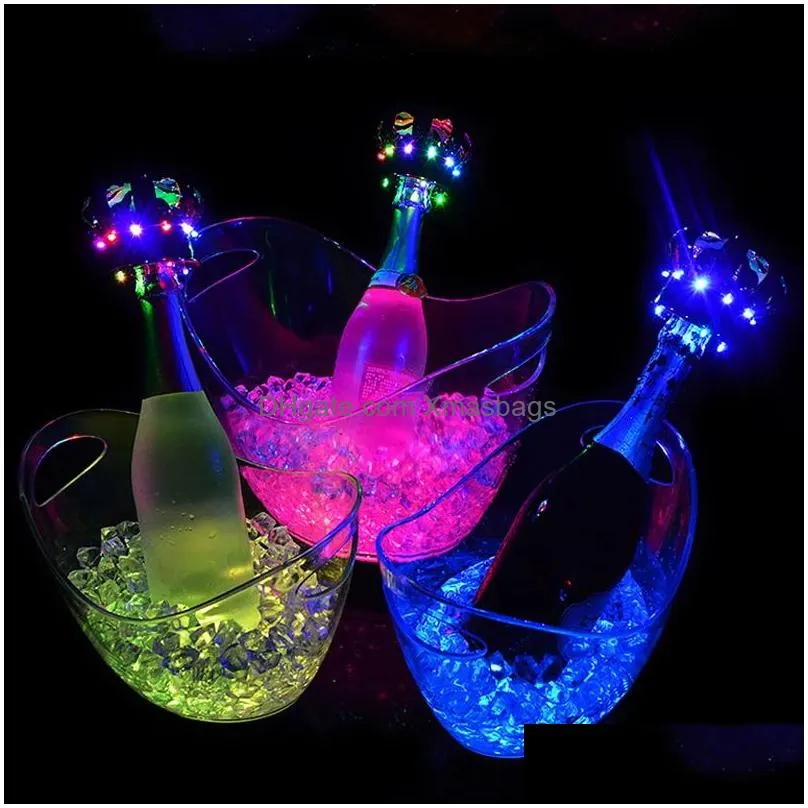 whole chargeable led ice bucket 4l large champagne beer wine cooler ice holder singlecolorful changing lighted led ice tub