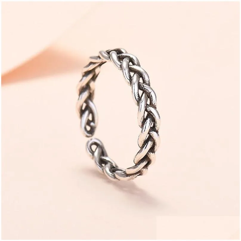 Band Rings Bamoer Real 925 Sterling Sier Pink Braided Texture Ring For Fashion Women Cute Fine Jewelry Wedding Accessories Gift Bsr16 Dhani