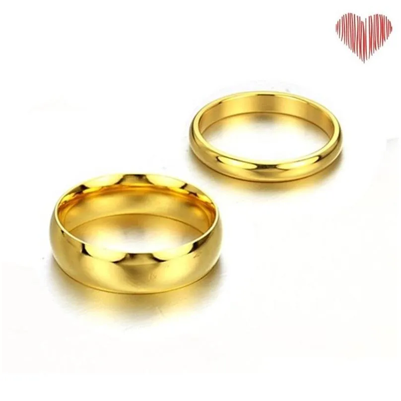 Band Rings Fashion Carbide Band Rings 4Mm/6Mm Wide Gold-Color Wedding For Women And Men Jewelry 82 N2 Drop Delivery Jewelry Ring Dhctt