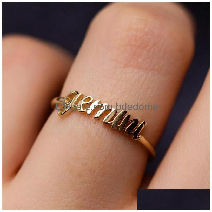Band Rings Simplicity Twee Constellations Alloy Ring Opening Index Finger Letter Female Jewellery Rings Ornaments Birthday Friendship Dha8Y