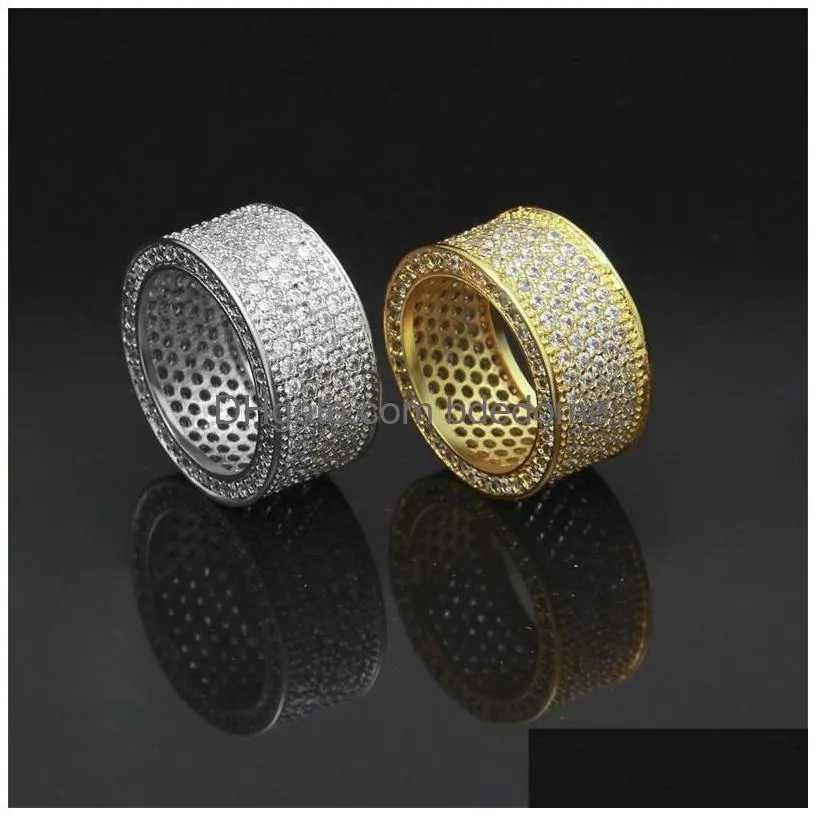 Band Rings Mens Hip Hop Gold Ring Jewelry Fashion Gemstone Simation Diamond Iced Out Rings For Men 1258 B3 Drop Delivery Jewelry Ring Dh6Lv