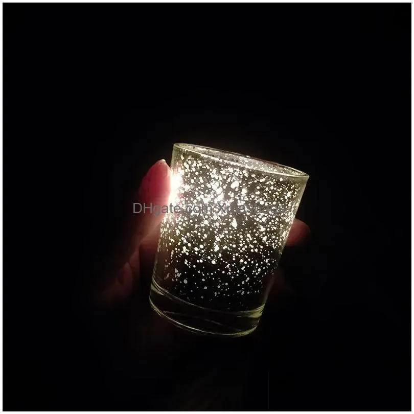 starry night tea light holder mercury glass votive candle cup speckled christmas gold red silver wedding party decoration 0525