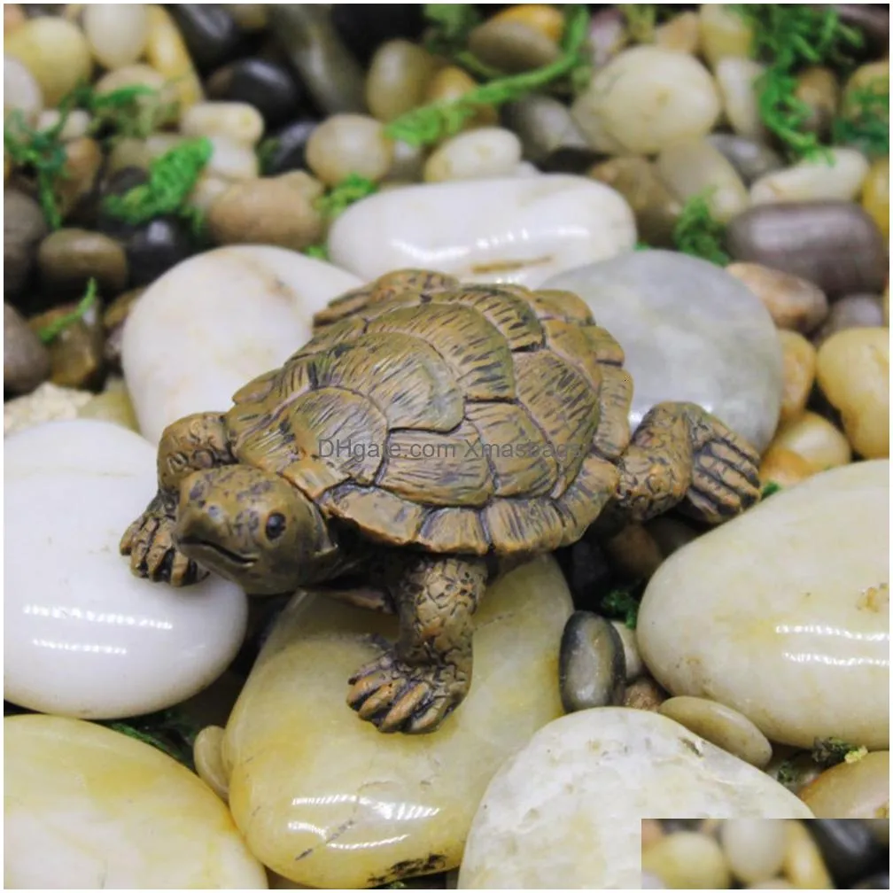 decorative objects figurines simulation mini turtle micro landscape ornaments gardening balcony flowerpot succulents decoration tortoise resin craft