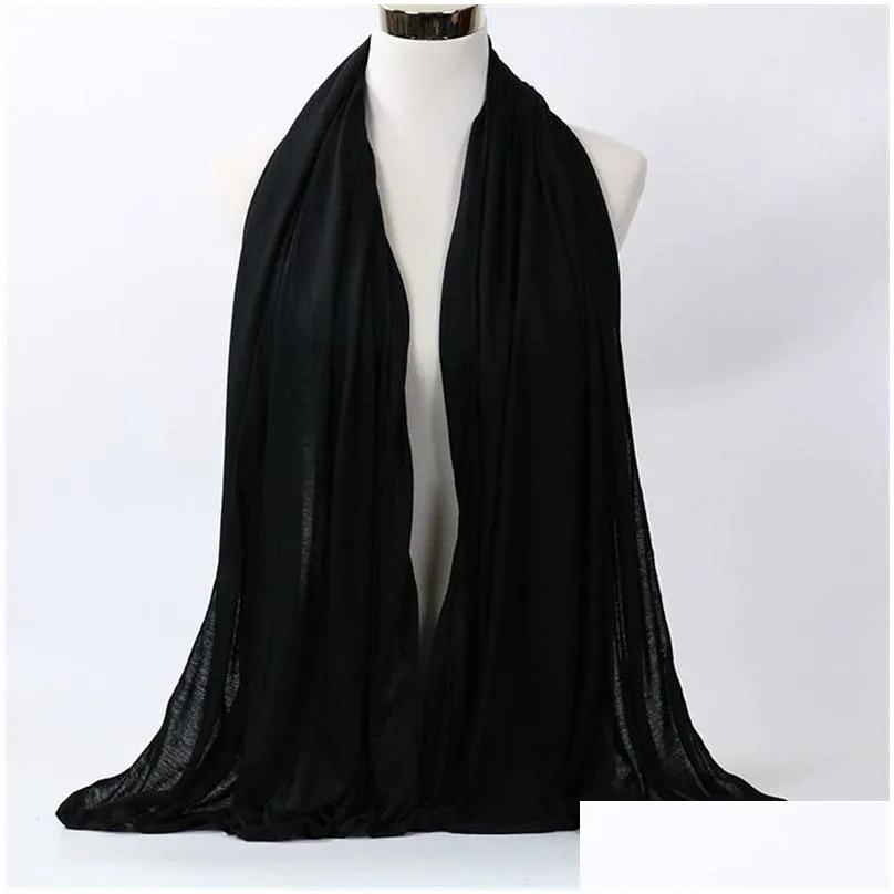 Scarves Premium Stretchy Jersey Maxi Hijab Scarf Long Shawl Muslim Head Wrap Plain Colors 80Cm X 180Cm 589 T2 Drop Delivery Fashion Ac Dhrg8