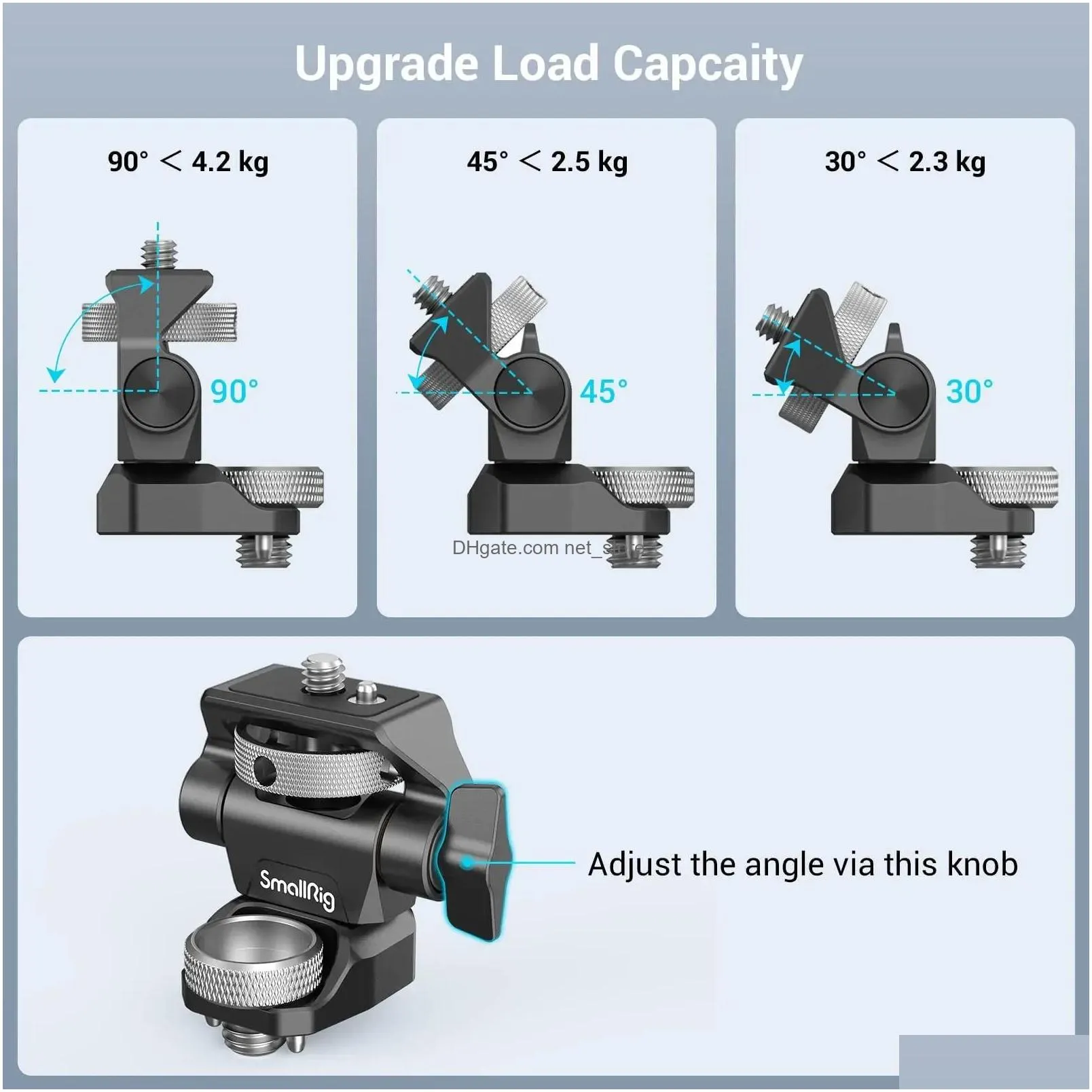 accessories smallrig adjustable camera monitor mount for arristyle 360ﾰ swivel 180ﾰ tilt monitor holder with cold shoe / nato mount