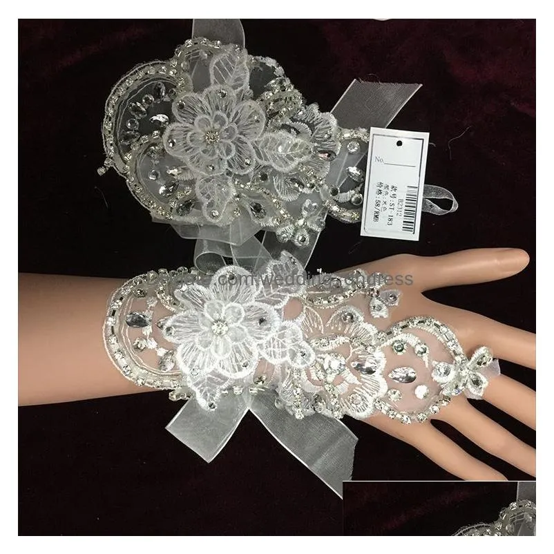 elbow length wedding accessory wedding gloves tulle/net satin bridal gloves white /beige mitten personalized 2015 winter 