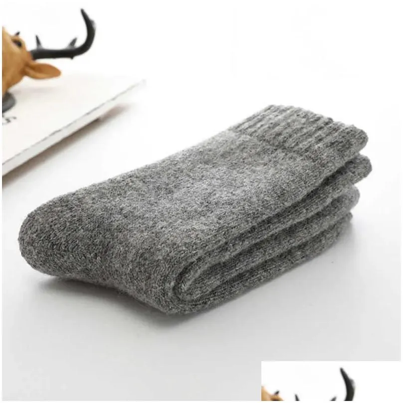 Men`S Socks Mens Socks Super Thicker Solid Merino Wool Rabbit Snow Winter Warm Funny Happy Male Men Calceta Hombre Skarpety Meskie T2 Dhmct