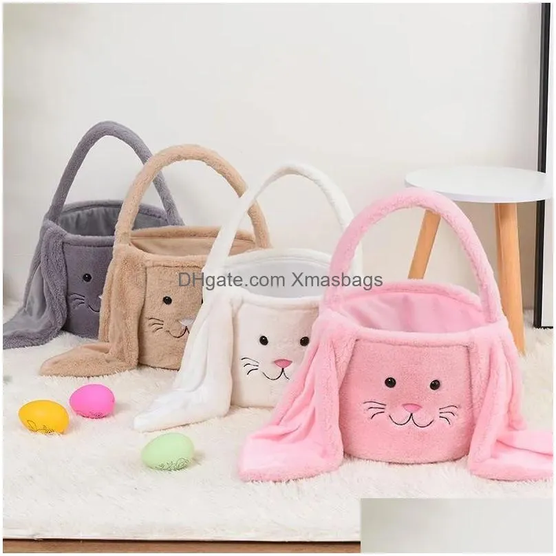 party favor handbag fuzzy long ears easter rabbit bucket plush furry bunny gift bags easter basket