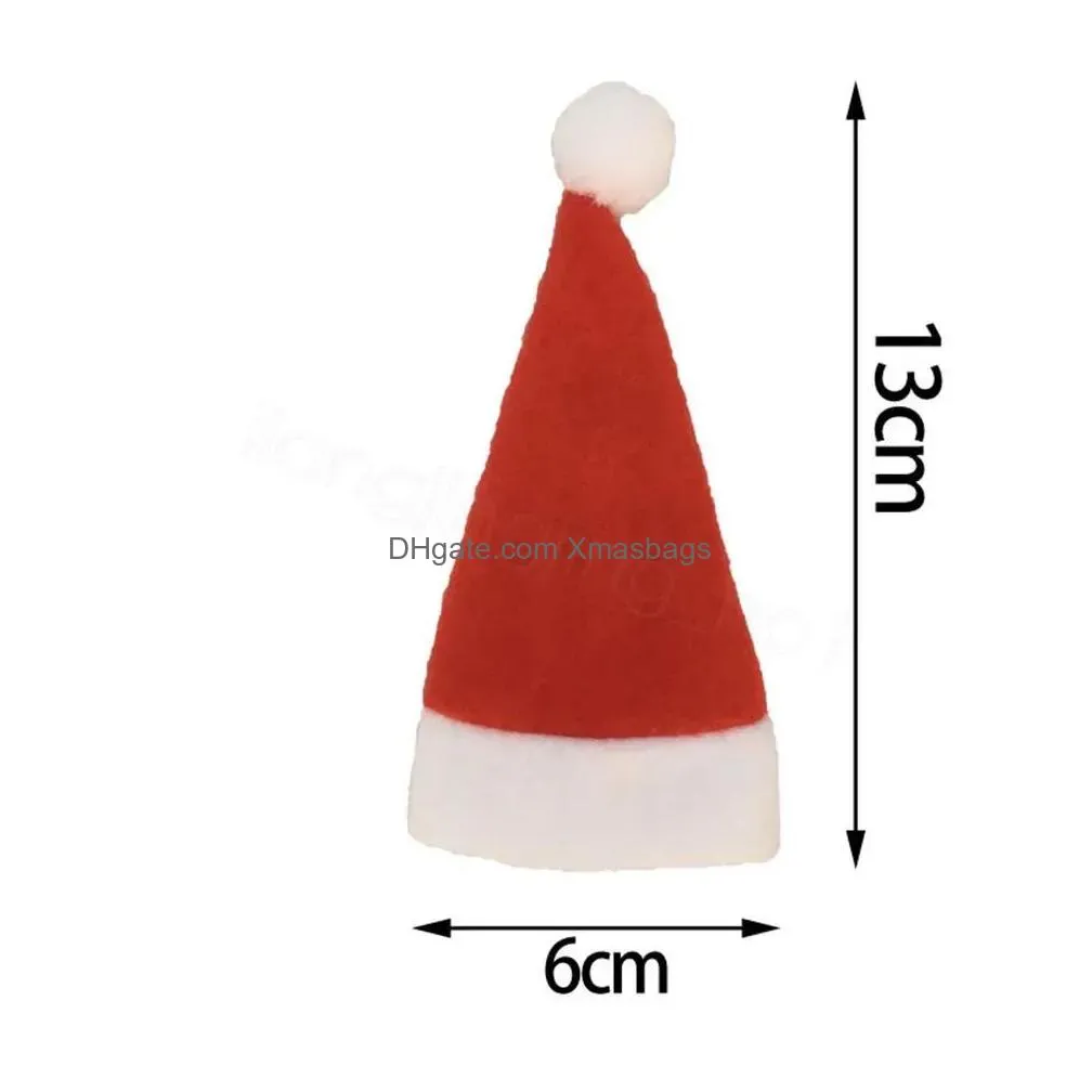christmas wine bottle cover little hat for christmas bottle decorations kids gift merry year bar table decor supplies cap fy4980