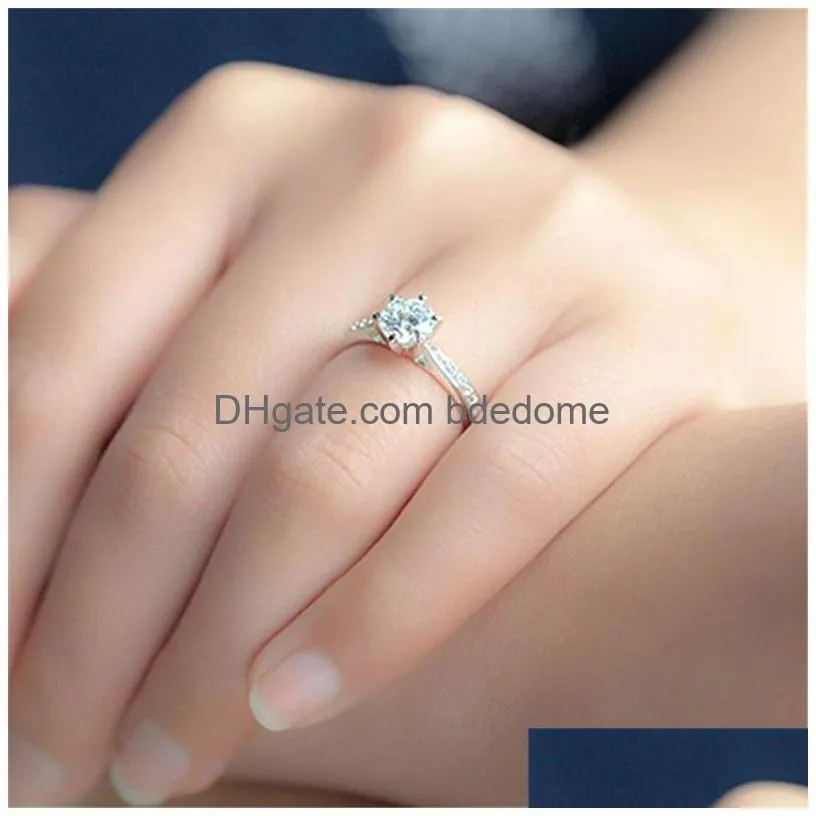 Couple Rings Hbp Fashion Ring Luxury New Hand Decoration Womens Micro Set 8-Heart 8-Arrow Super Flash 6-Claw Commemorative 3A Zircon Dhpoh