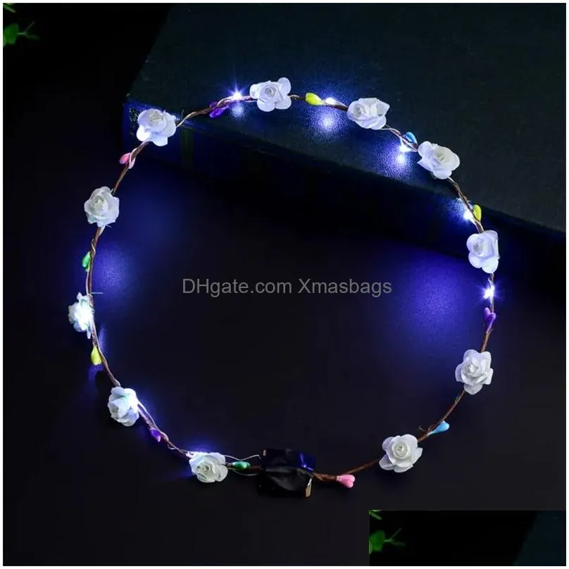 christmas holiday flashing led hairbands strings glow flower crown headbands light birthday party garland 970