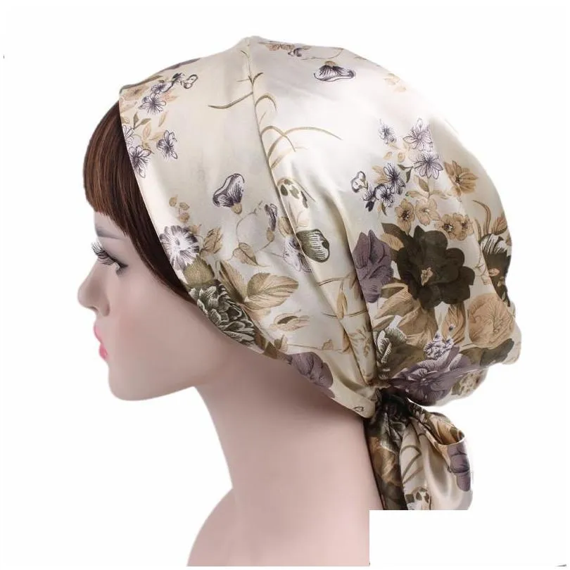 Bandanas Women Printing Ribbon Bow Turban Lady Leopard Print Amoeba Flower Pattern Fashion Muslim Hijab New 8 5Yd Drop Delivery Dhkzi