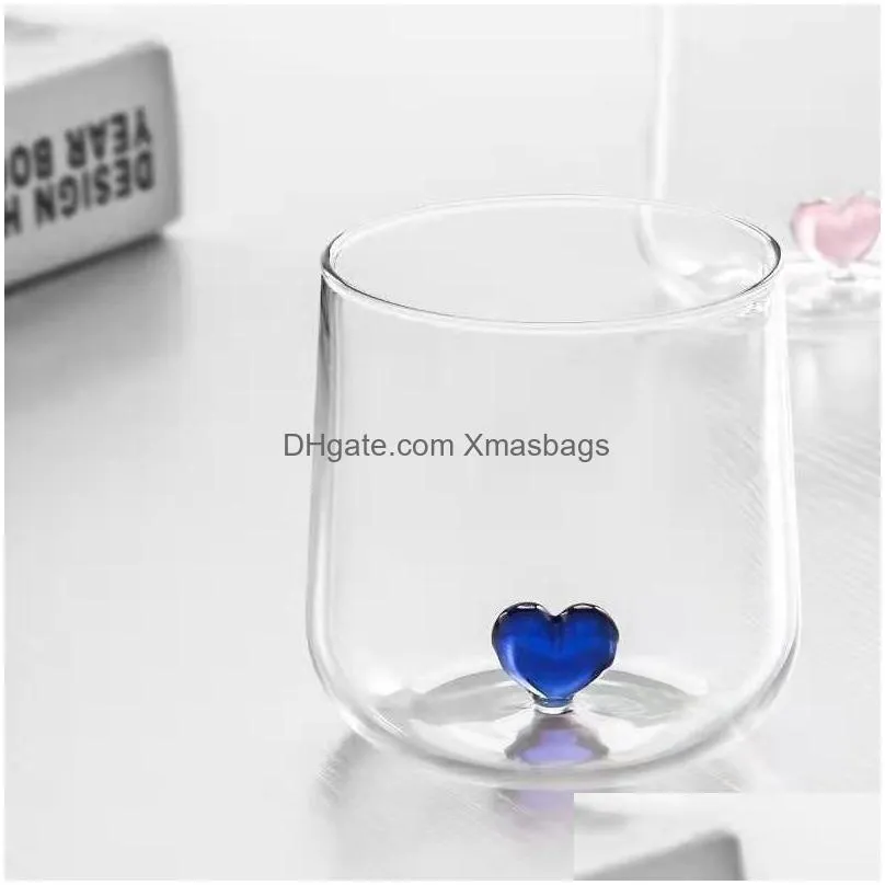 nordic ins style home decoration couple love heart cup water tea milk coffee cup transparent creative simple glass mugs