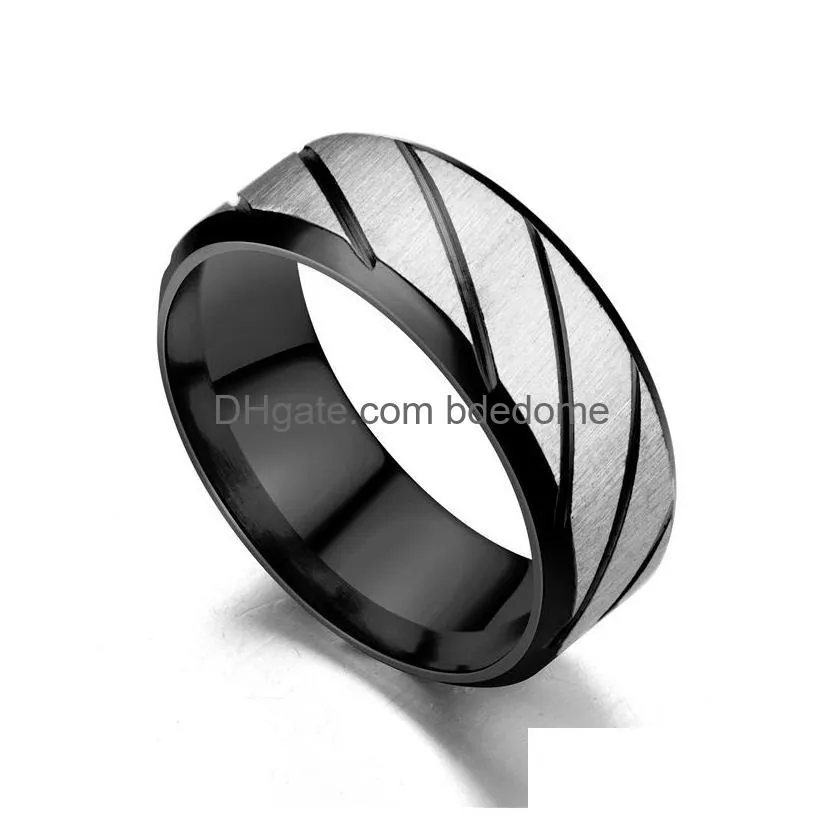 Band Rings 8Mm Stainless Steel Gold Sier Blue Black Color Finger Band Rings For Men Party Club Wear Birthday Jewelry 1220 B3 Drop Del Dhvok