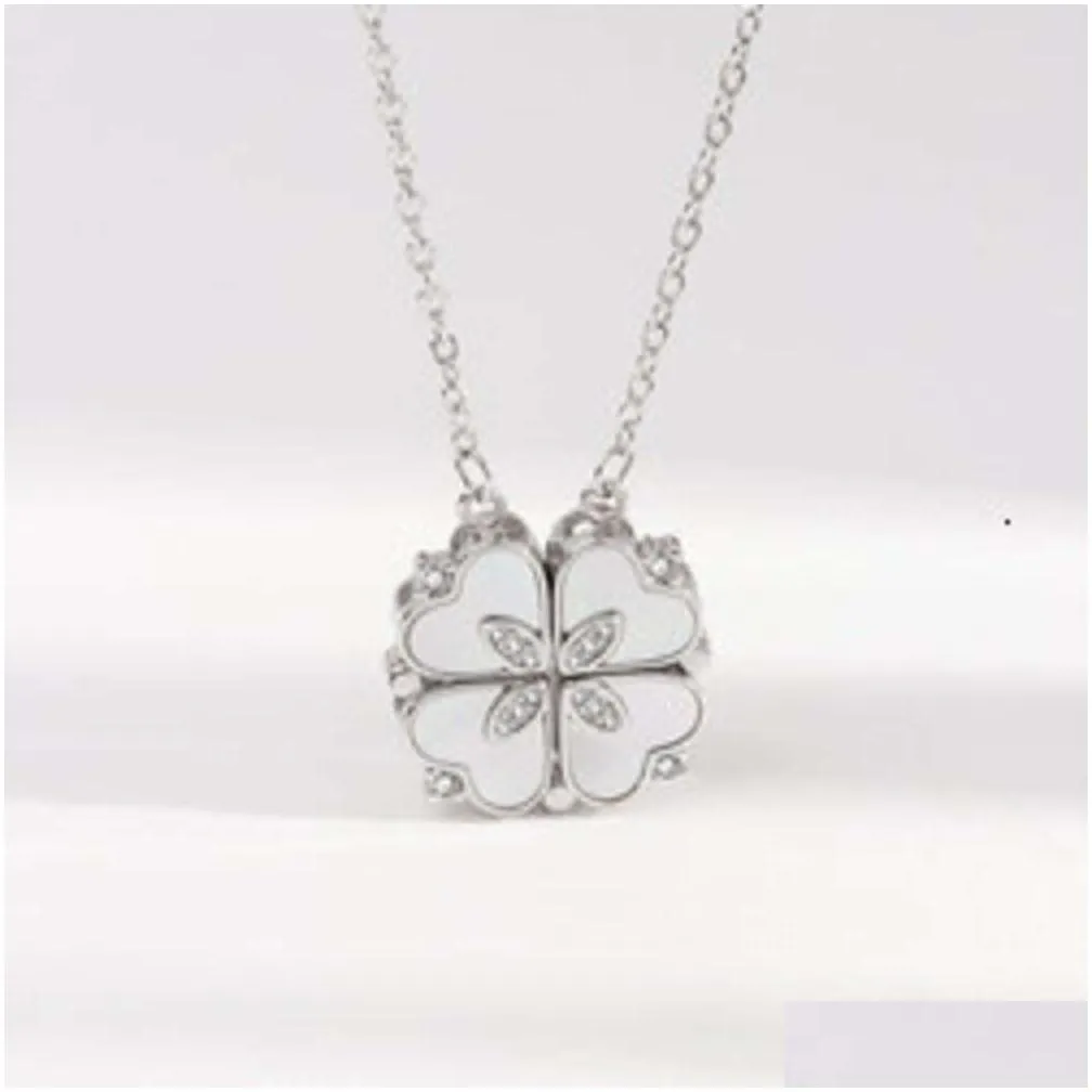  lucky four-leaf clover womens necklace heart to attract european and american style design sense choker necklace women