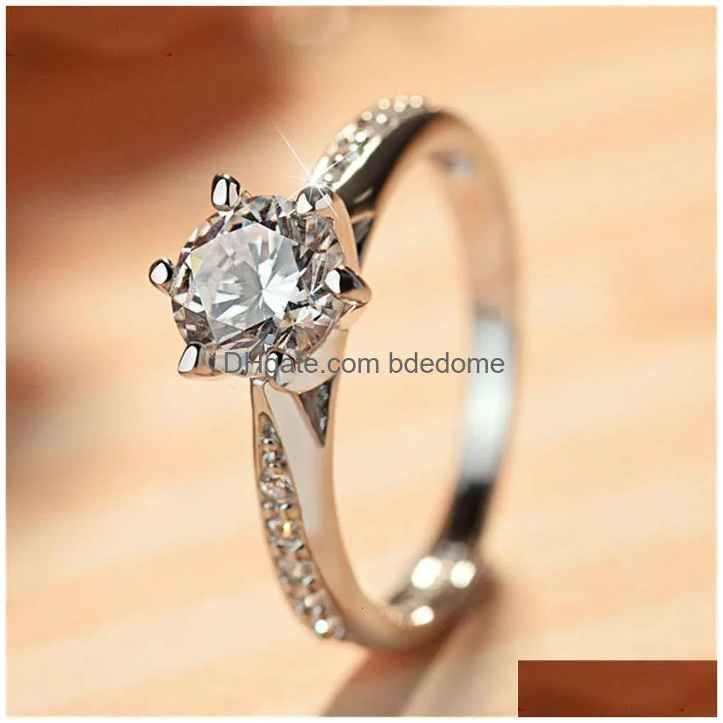 Couple Rings Hbp Fashion Ring Luxury New Hand Decoration Womens Micro Set 8-Heart 8-Arrow Super Flash 6-Claw Commemorative 3A Zircon Dhpoh