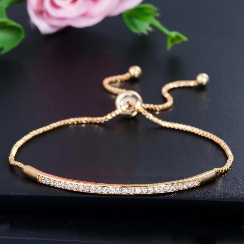 s0143 win creative exquisite hand jewelry micro-inset zircon shiny single-row curved bracelet adjustable